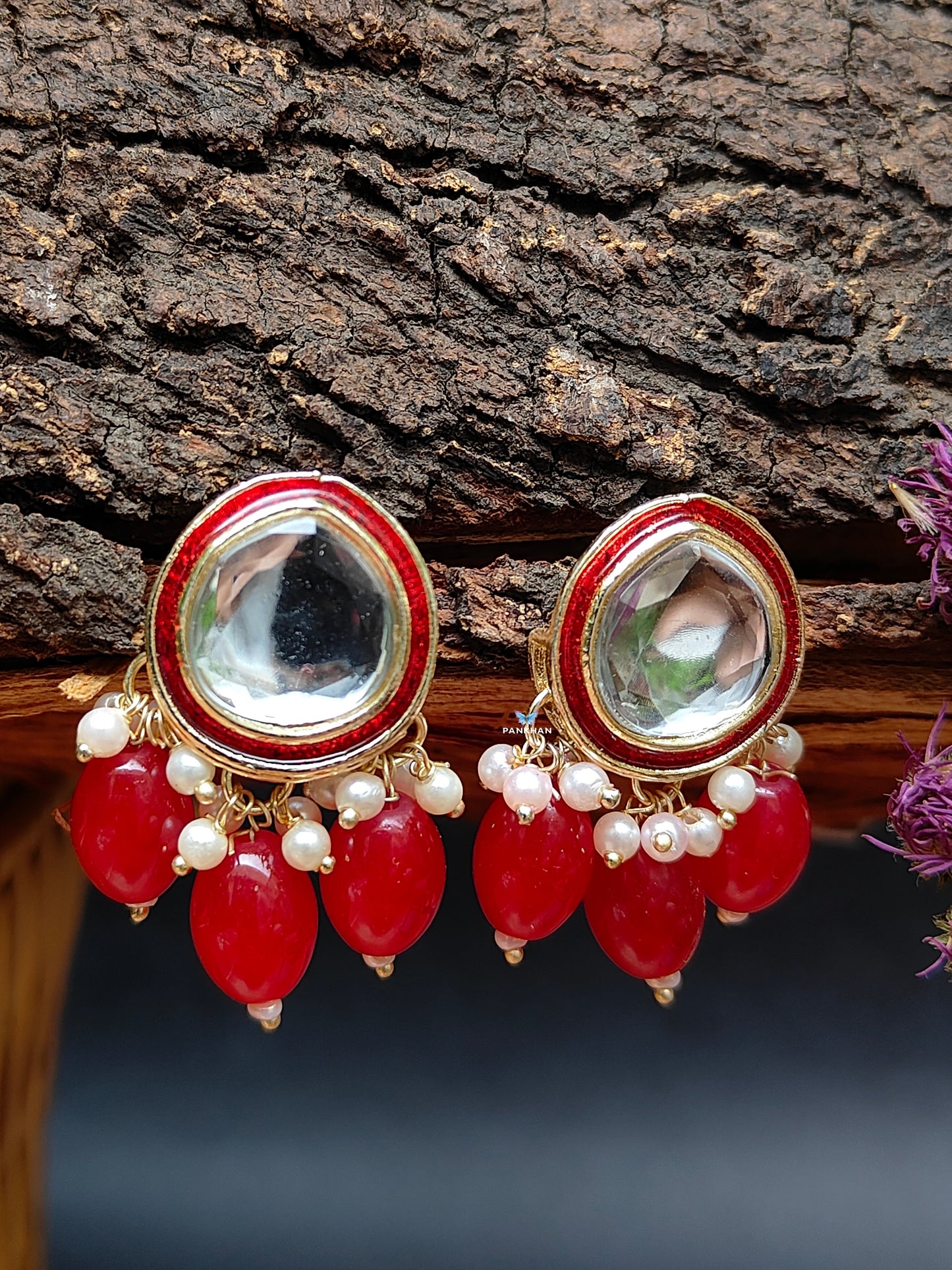 Beautiful red kundan earrings ❤️