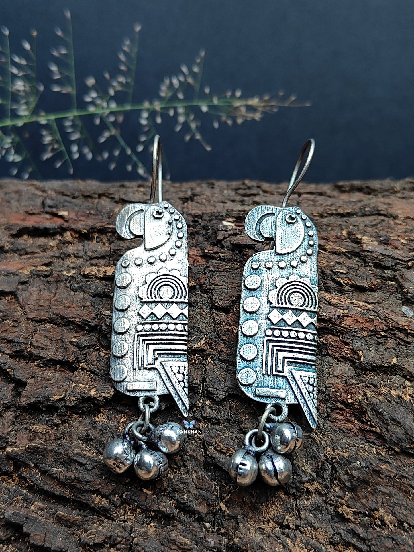 Parrot Oxidised earrings