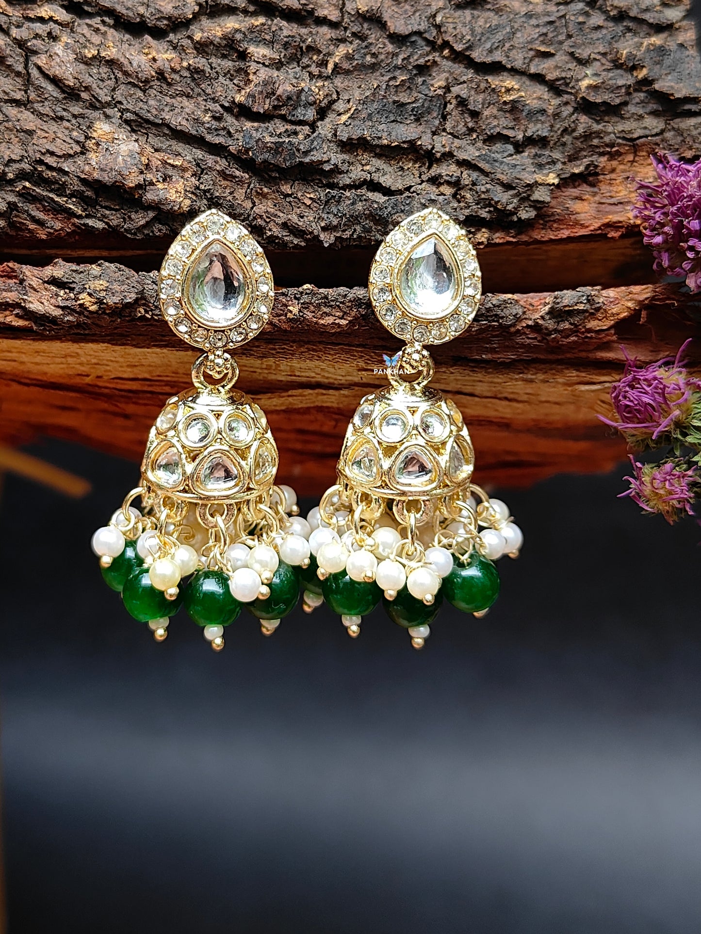 Beautiful kundan jhumka stone earrings