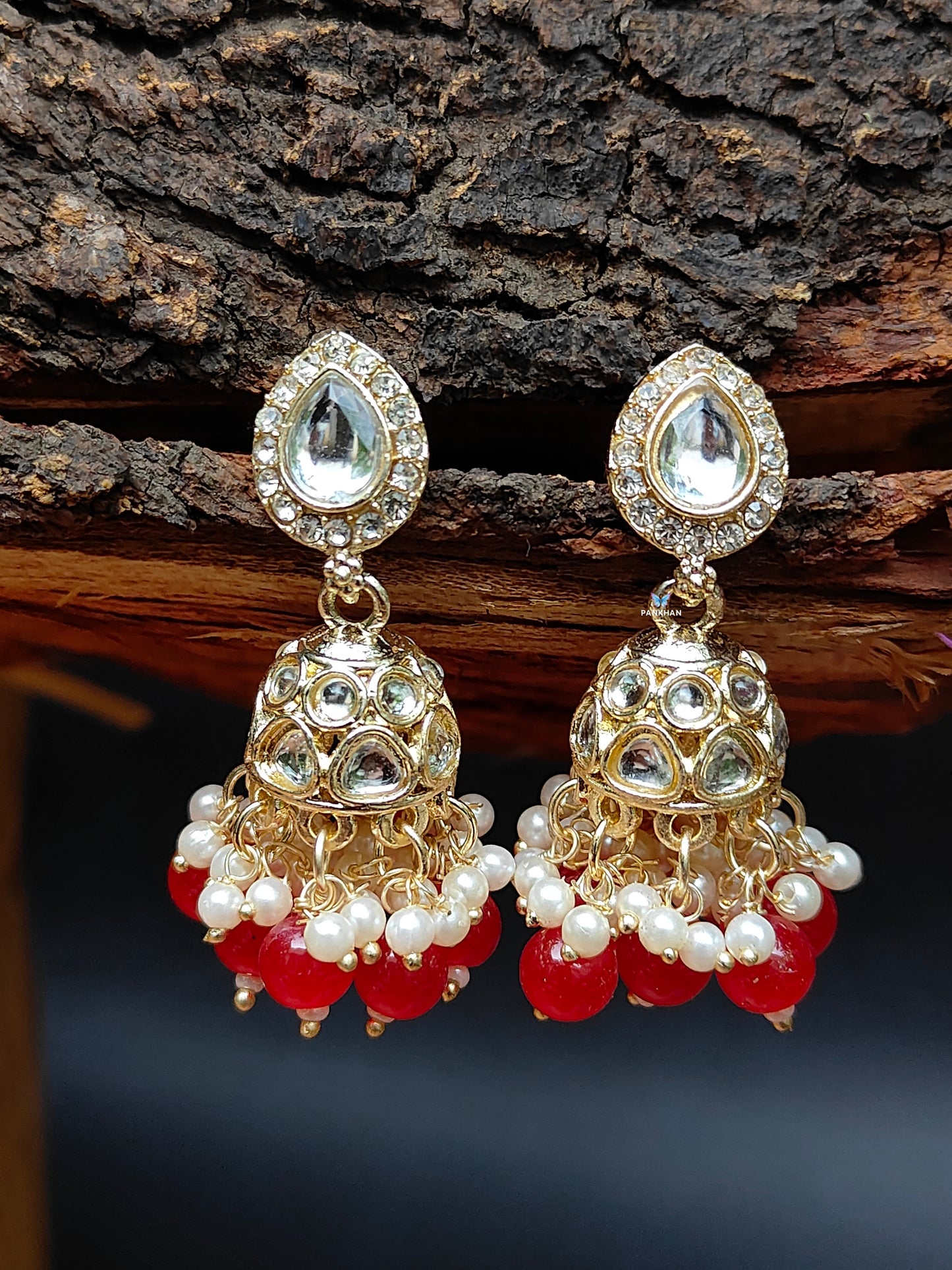 Beautiful kundan jhumka stone earrings