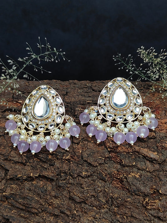 Beautiful kundan leaf shaped earrings