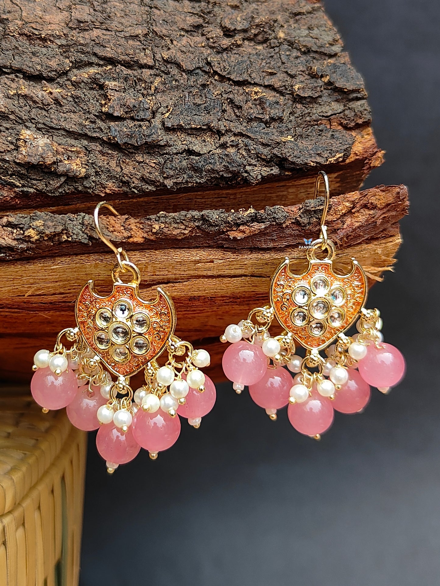 Beautiful kundan lotus hanging earrings