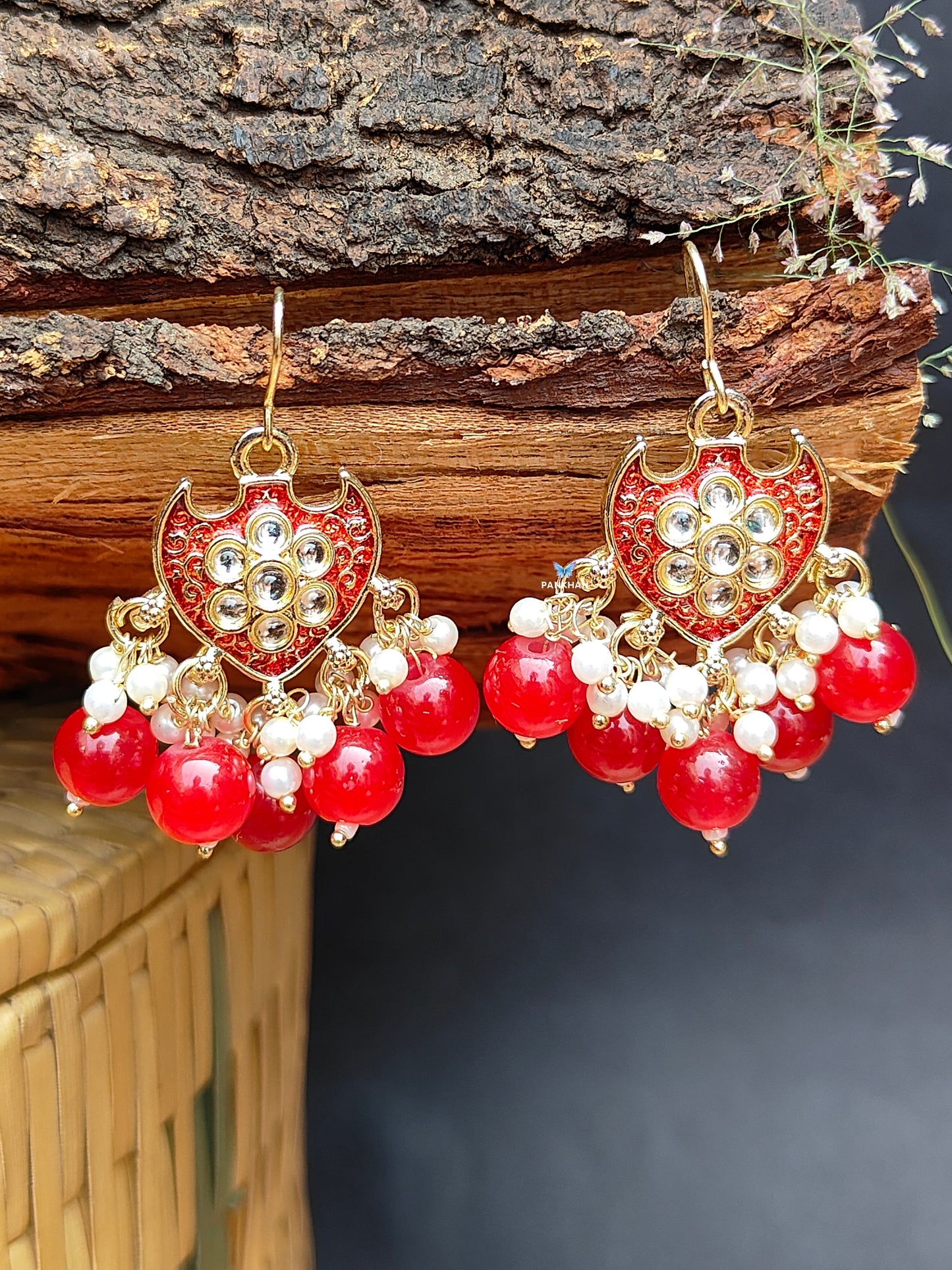 Beautiful kundan lotus hanging earrings