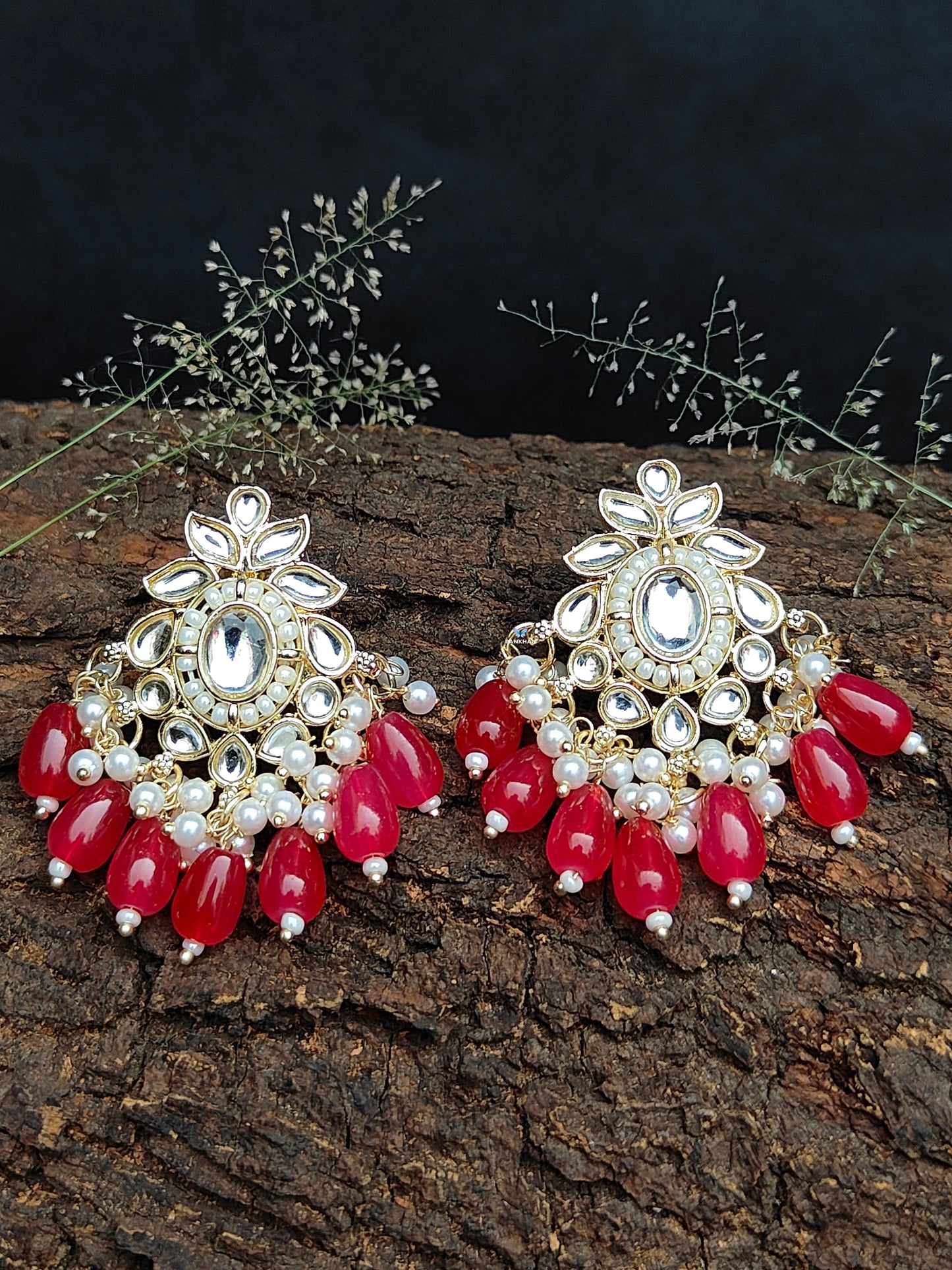 Beautiful kundan flower earrings