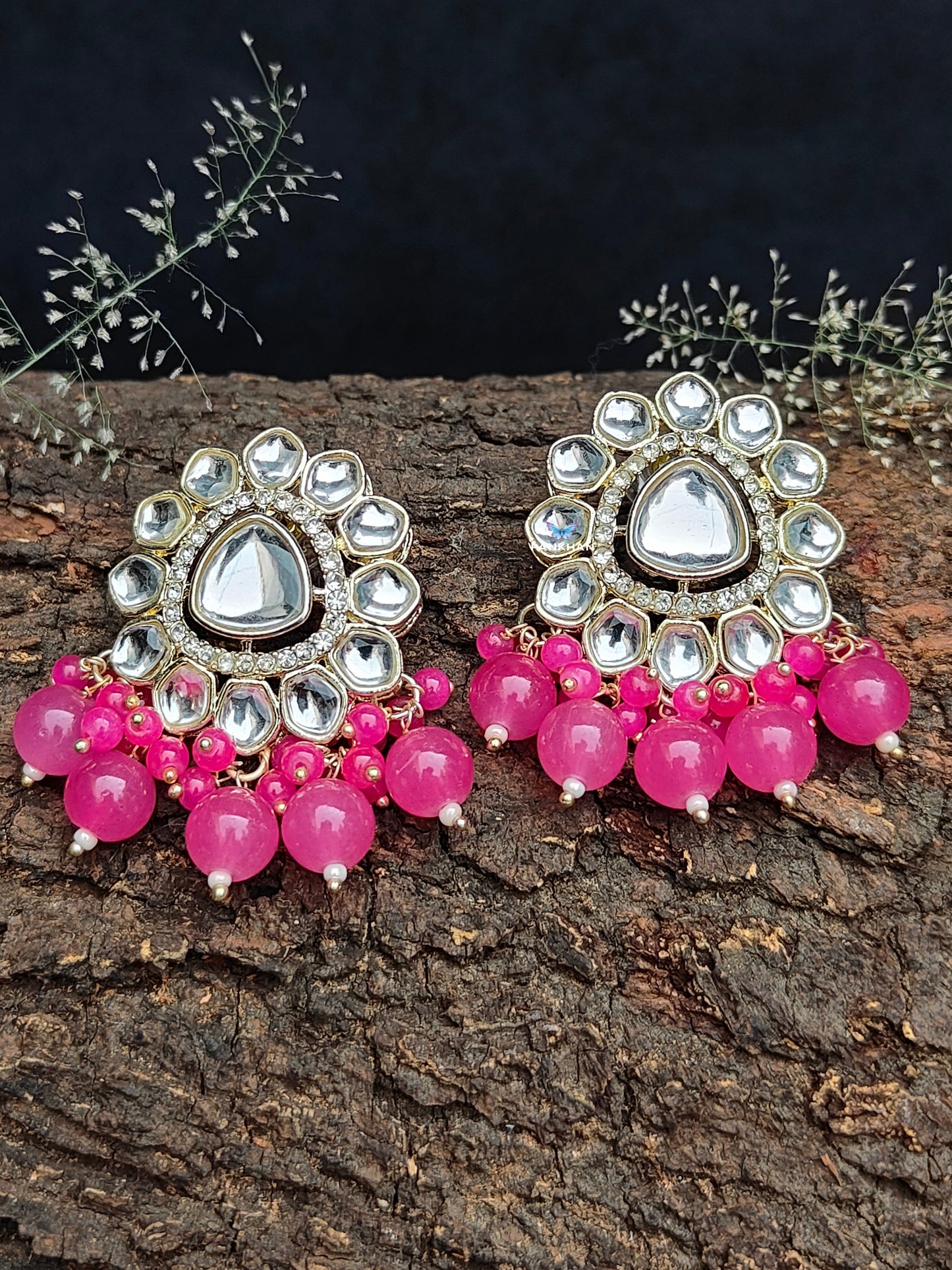 Beautiful kundan flower earrings