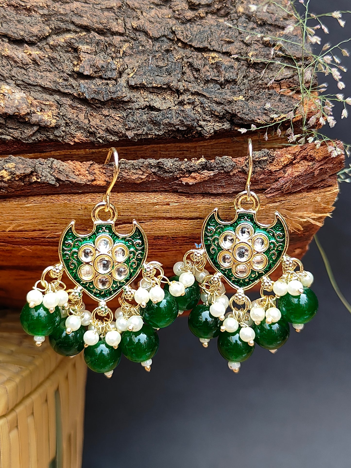 Beautiful kundan lotus hanging earrings