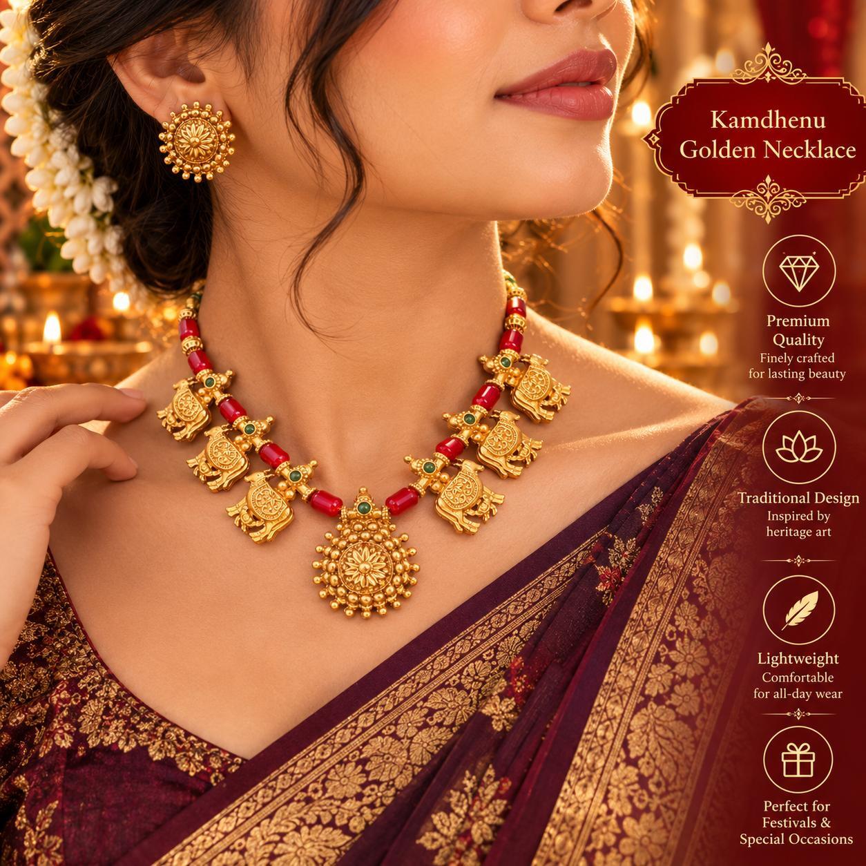 Kamdhenu Golden Necklace