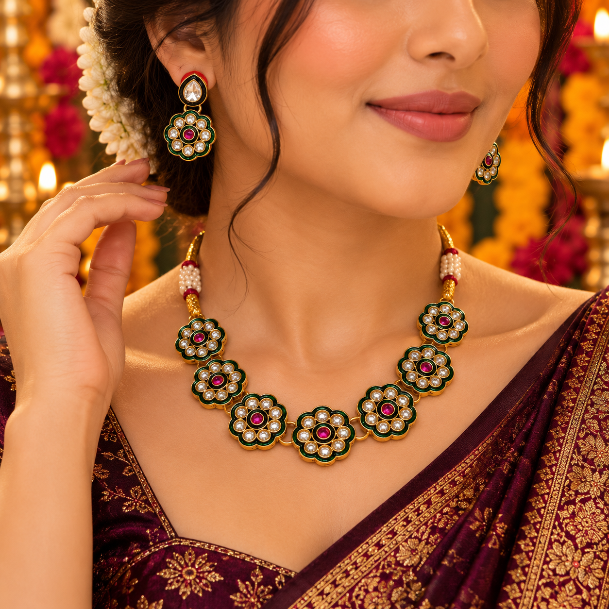 Traditional Flower Necklace set