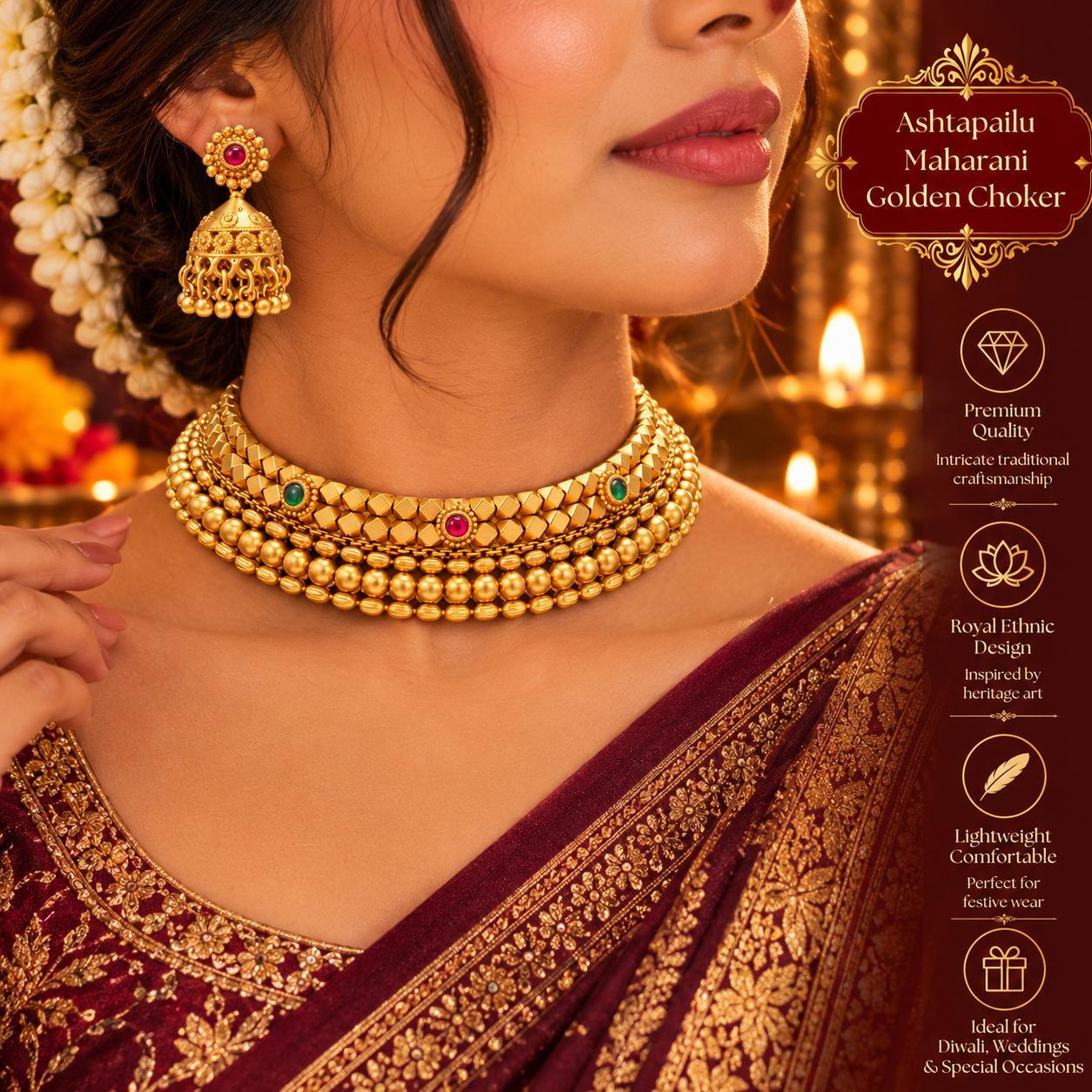Ashtapailu Maharani Golden Choker
