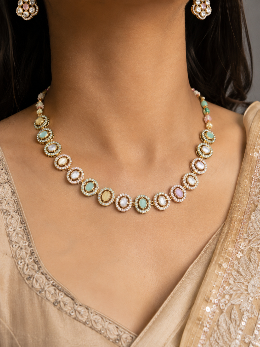 Multicolour Crystals Necklace set