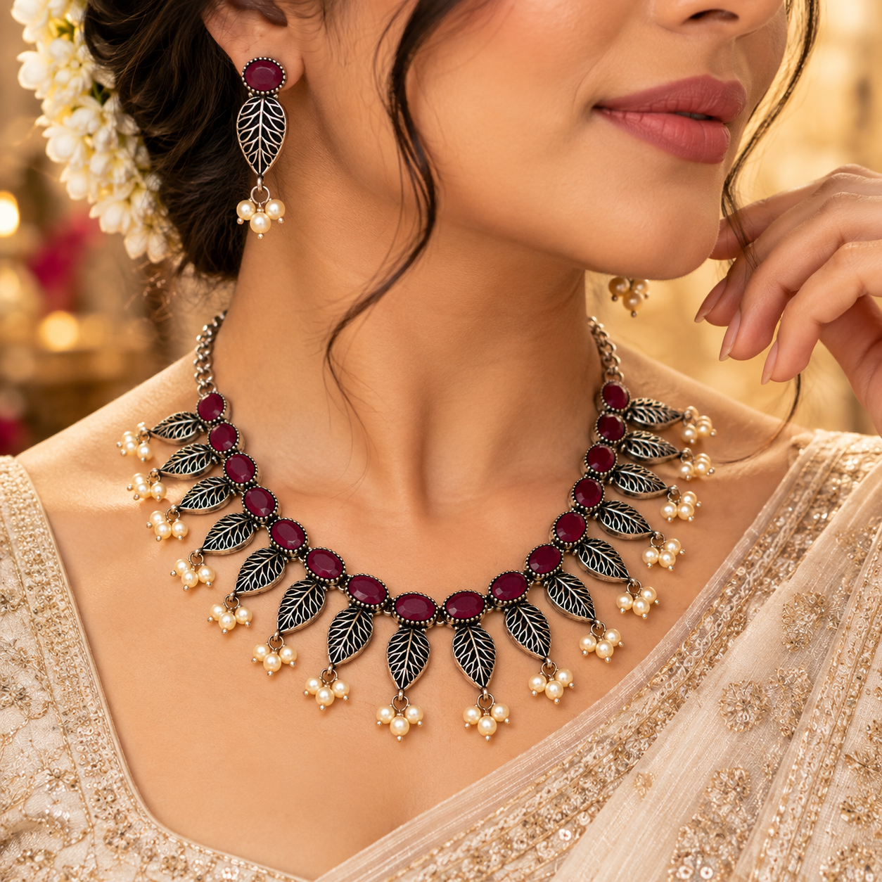 Silver leaf Oxblood Set