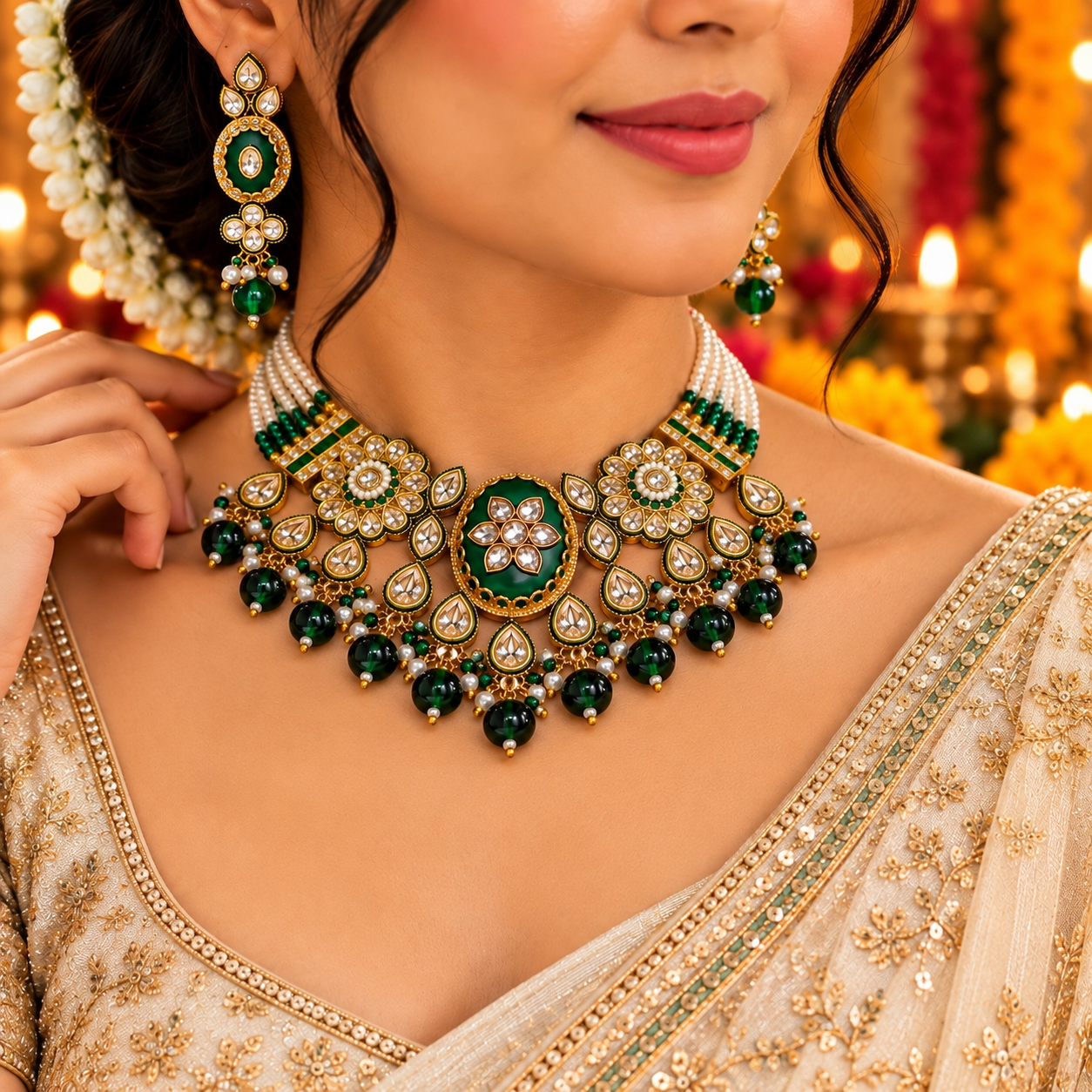Green Royal Necklace Set